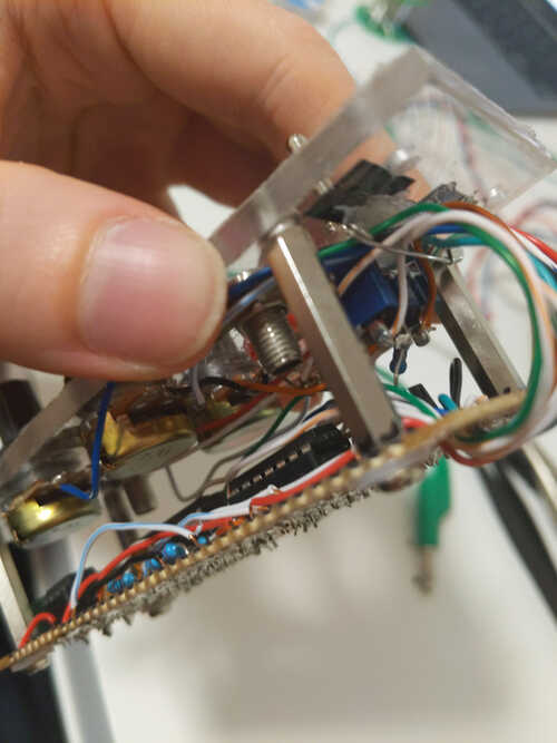 The internals of a synth module