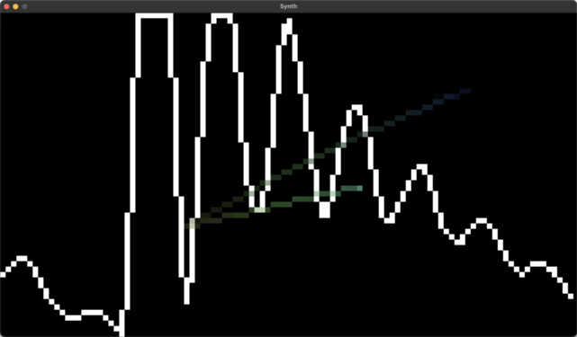 An oscilloscope visualization of a sound wave in a window